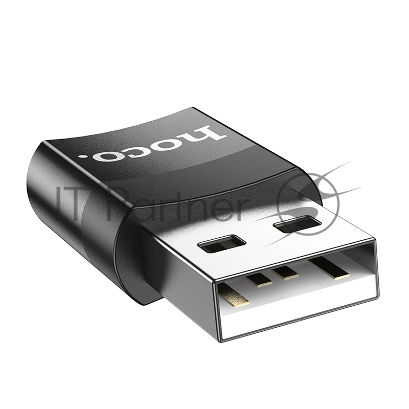 Переходник USB2.0 OTG Hoco, AM/Type-C(F), UA17, черный, коробка