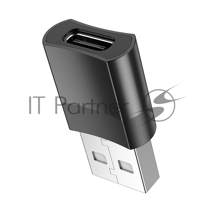 Переходник USB2.0 OTG Hoco, AM/Type-C(F), UA17, черный, коробка