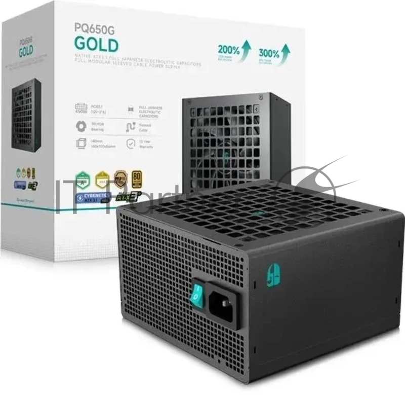Блок питания Deepcool / GamerStorm PQ650G (ATX 3.1, 650W, Full Cable Management, PWM 120mm fan, 80+ GOLD, Active PFC + Half Bridge + DC/DC, Full Japanese Capasitors, Gen5 PCIe) RET