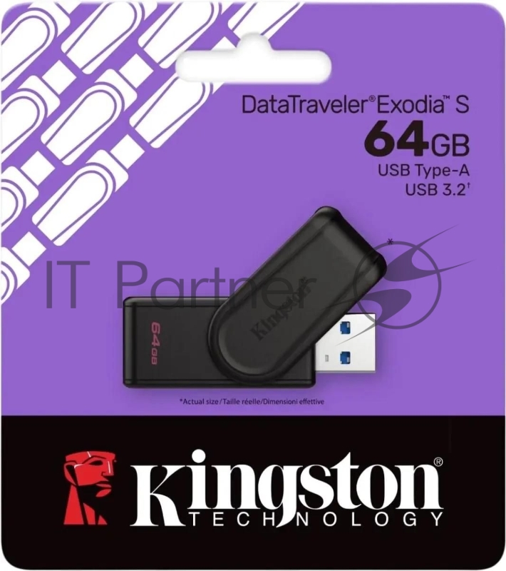 Флеш Диск Kingston 64GB DataTraveler Exodia S DTXS/64GB USB3.0 черный