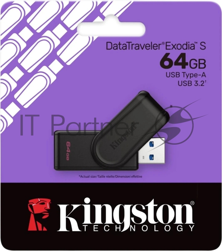Флеш Диск Kingston 64GB DataTraveler Exodia S DTXS/64GB USB3.0 черный