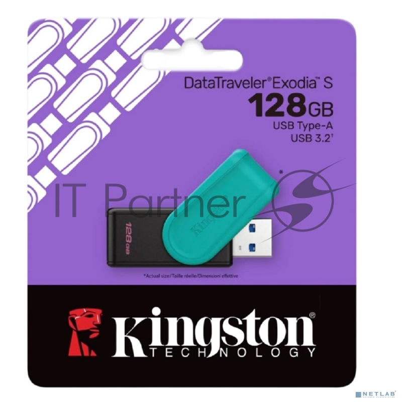 Флеш Диск Kingston 128GB DataTraveler Exodia S DTXS/128GB USB3.0 бирюзовый/черный