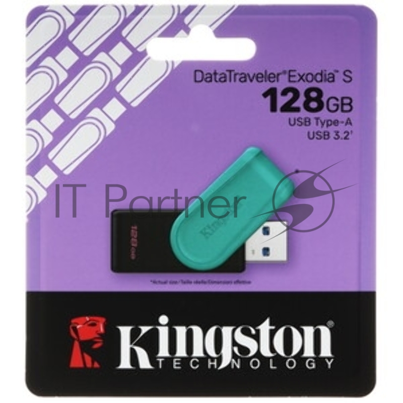 Флеш Диск Kingston 128GB DataTraveler Exodia S DTXS/128GB USB3.0 бирюзовый/черный