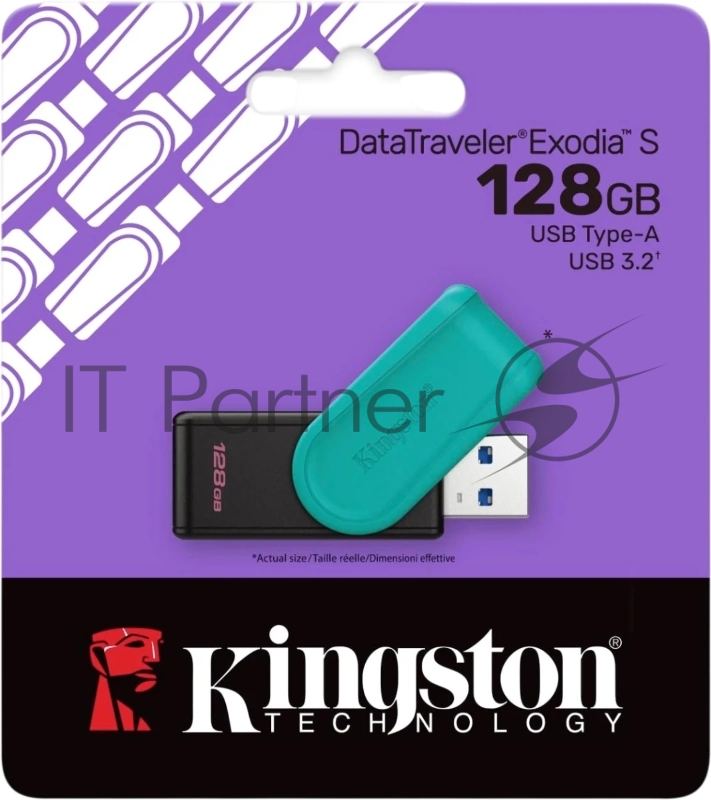 Флеш Диск Kingston 128GB DataTraveler Exodia S DTXS/128GB USB3.0 бирюзовый/черный