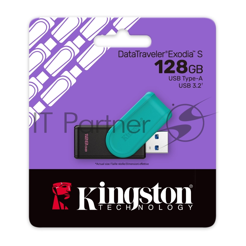 Флеш Диск Kingston 128GB DataTraveler Exodia S DTXS/128GB USB3.0 бирюзовый/черный