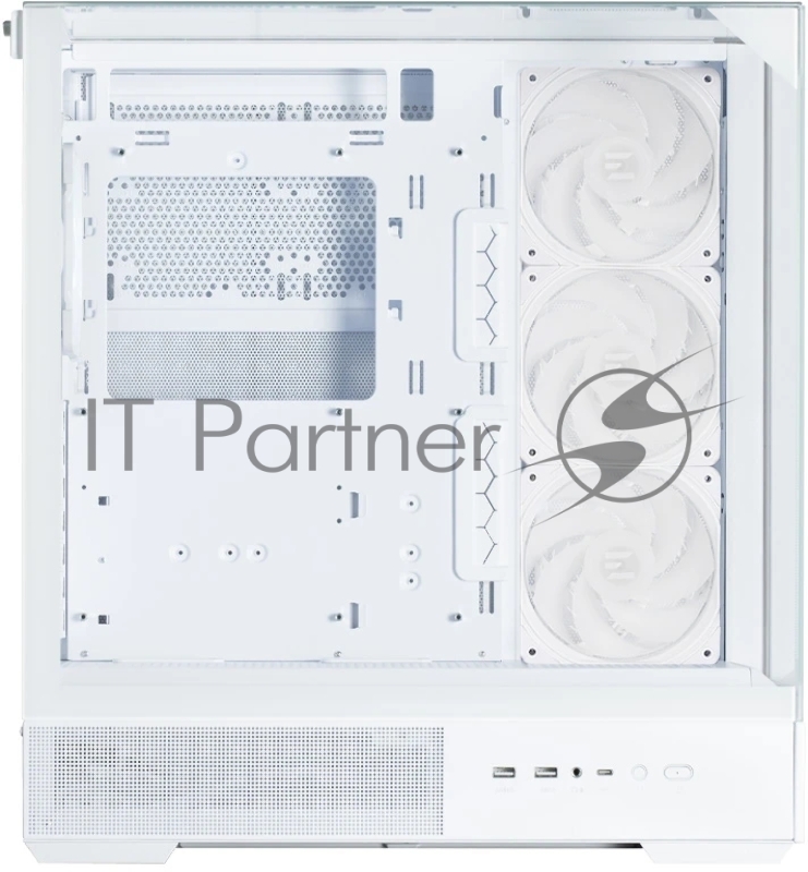 Корпус ZALMAN P40 Prism Plus, ATX, WHITE, WINDOW, 3xCombo (3.5 or 2.5), 1xUSB TYPE-C, 2xUSB3.0, SIDE 3x120mm ARGB, REAR 1x120mm ARGB
