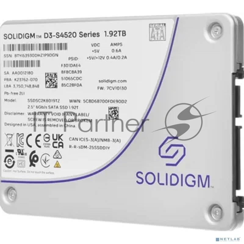 Твердотельный накопитель Solidigm Intel S4520 Series SSD SATA 2.5 1.92TB