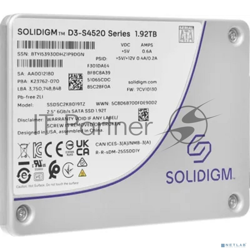 Твердотельный накопитель Solidigm Intel S4520 Series SSD SATA 2.5 1.92TB