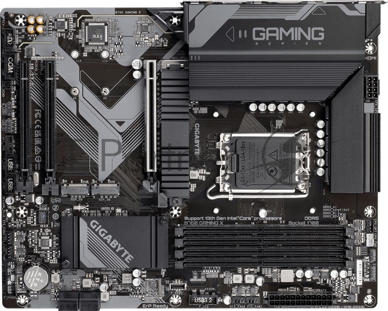 Материнская плата Gigabyte B760 GAMING X, LGA 1700, Intel B760, 4xDDR5, 4xSATA, 3xM.2, 1xPCI-E 4.0 x16, 2xPCI-E 3.0 x1, 1xHDMI, 1xDP, 1x 2.5Gb LAN, 1xUSB 3.2 Gen 2, 1xUSB 3.2 Gen 1, 5xUSB 2.0, 6x3.5 мм, 7.1, ATX