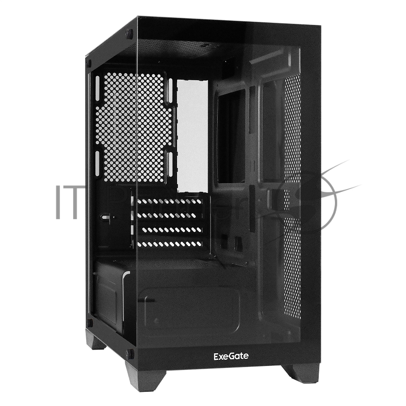 Корпус Minitower ExeGate i3 SEA LE-NPX550 (mATX, БП 550NPX, 1*USB+1*USB3.0, HD аудио, черный, передняя и боковая панели - закаленное стекло)