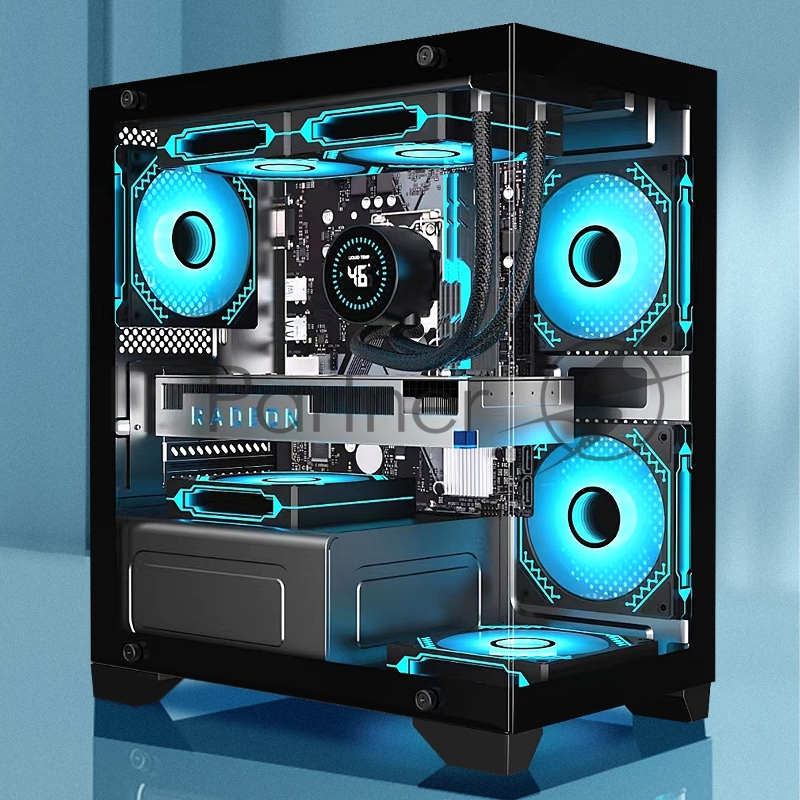 Корпус Minitower ExeGate i3 SEA LE-NPX750 (mATX, БП 750NPX, 1*USB+1*USB3.0, HD аудио, черный, передняя и боковая панели - закаленное стекло)