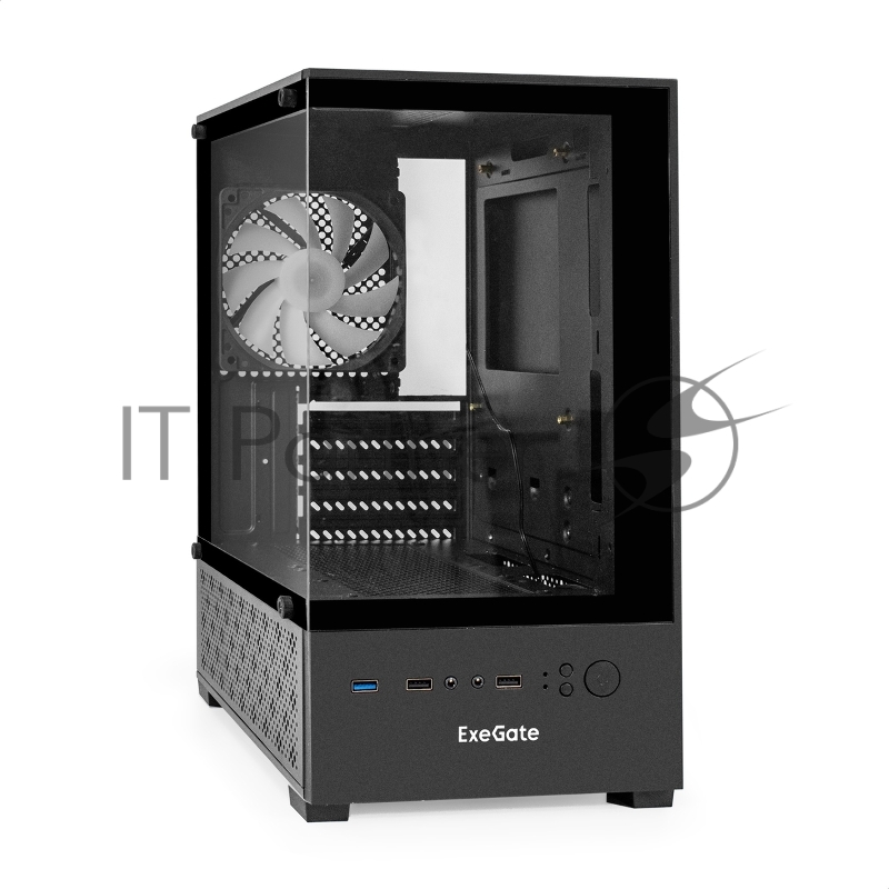 Корпус Minitower ExeGate i3 SEA LE-NPX600 (mATX, БП 600NPX, 1*USB+1*USB3.0, HD аудио, черный, передняя и боковая панели - закаленное стекло)