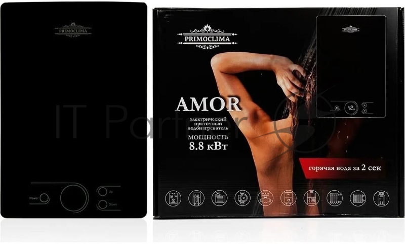 Электрический проточный водонагреватель PRIMOCLIMA AMOR 8.8 кВт, черный