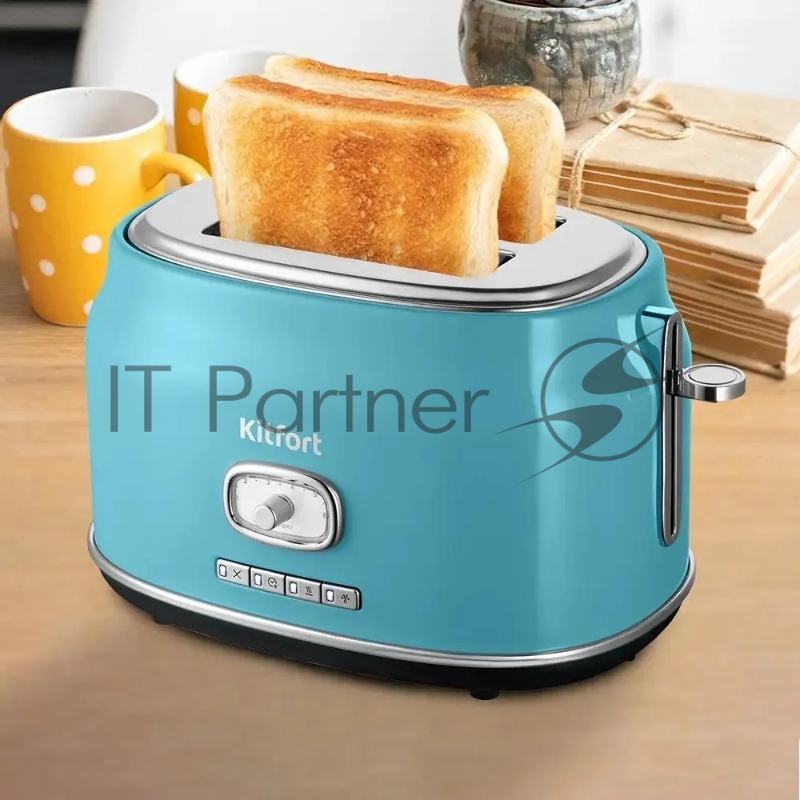 Тостер Kitfort КТ-6455 815Вт голубой/серебристый