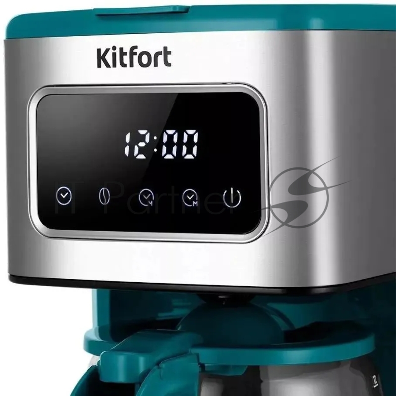 Кофеварка капельная Kitfort КТ-7251 бирюзовый/нержавеющая сталь, исп. кофе - молотый, 1,8 л, 1000 Вт