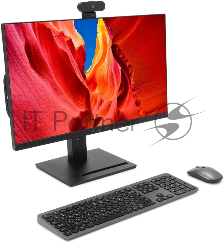 Моноблок Digma Pro Vision 23.8 Full HD Ryzen 5 7535U (2.9) 16Gb SSD512Gb RGr CR Windows 11 Pro Eth WiFi BT 90W клавиатура мышь Cam черный 1920x1080