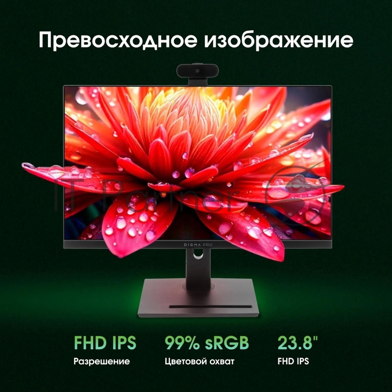Моноблок Digma Pro Vision 23.8 Full HD Ryzen 5 7535U (2.9) 16Gb SSD512Gb RGr CR Windows 11 Pro Eth WiFi BT 90W клавиатура мышь Cam черный 1920x1080