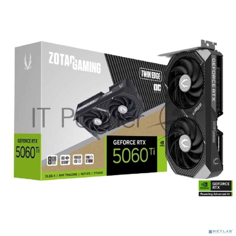 Видеокарта Zotac RTX5060Ti TWIN EDGE OC 8GB GDDR7 128bit 3xDP HDMI 2FAN MEDIUM PACK