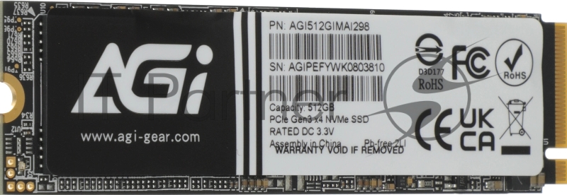 Твердотельный накопитель SSD AGI AI298 M.2 PCIe 512GB RETAIL-Color Box