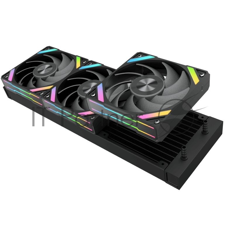 Водяное охлаждение для процессора SAMA Q60 Black (360mm, LED temp., черный, ARGB/ Fans: 3x120mm, 86CFM, 30dBA, 2600RPM/ Pump height 64mm, 30dBA, 2800RPM, Rad thickness 27mm/ S: 1851, 1700, 1200, 20XX, 115X, AM5, AM4)