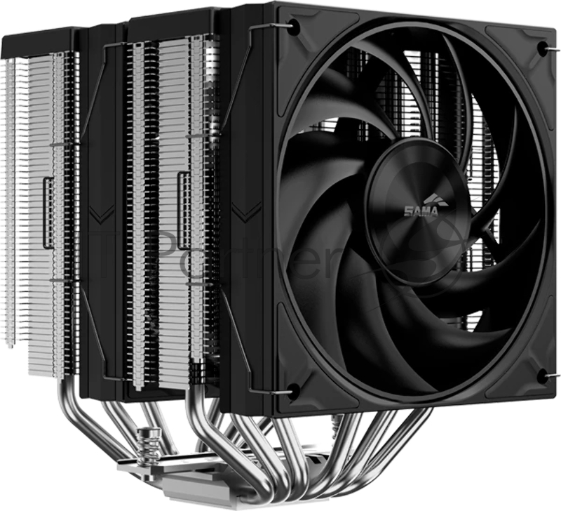 Кулер для процессора SAMA A60E (265W, 4-pin PWM, 156.5mm, 6x6mm, 2x120mm, 78CFM, 29dBA, 2200RPM, S: 1851/1700/1200/115X, AM5/AM4, silver)