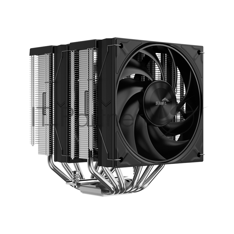 Кулер для процессора SAMA A60E (265W, 4-pin PWM, 156.5mm, 6x6mm, 2x120mm, 78CFM, 29dBA, 2200RPM, S: 1851/1700/1200/115X, AM5/AM4, silver)
