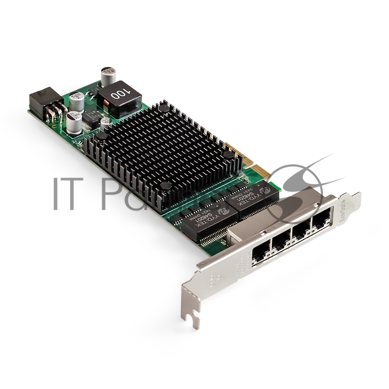 Сетевой адаптер ExeGate EXE-I350-T4V2-PoE (PCI-E x4 v2.1, порты 4xRJ45 PoE (медные, с поддержкой PoE), 10/100/1000Mbps, Gigabit Frame Grabber NIC Intel Chipset NHI350AM4)