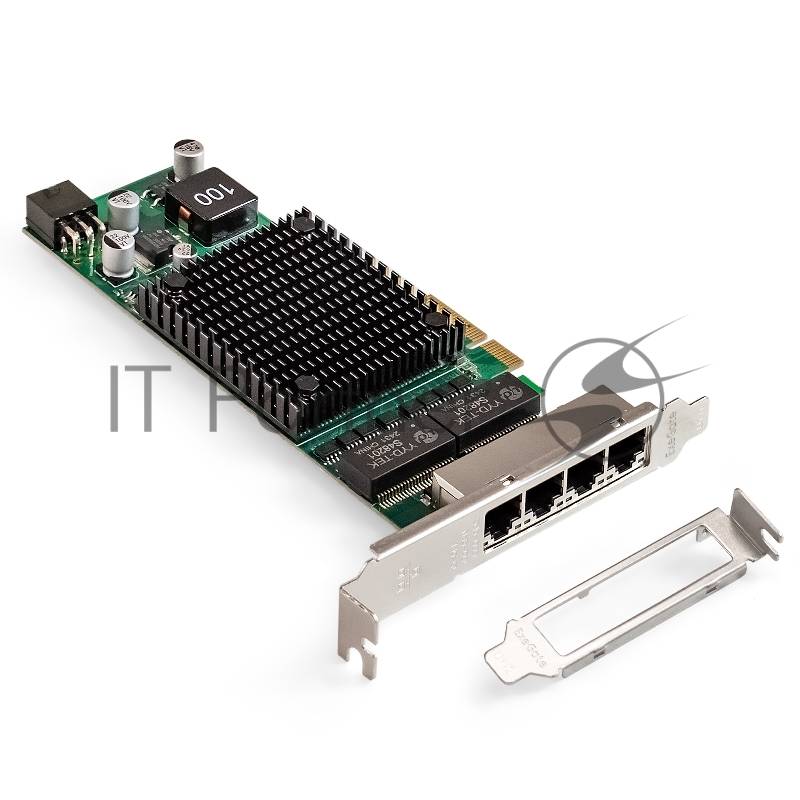 Сетевой адаптер ExeGate EXE-I350-T4V2-PoE (PCI-E x4 v2.1, порты 4xRJ45 PoE (медные, с поддержкой PoE), 10/100/1000Mbps, Gigabit Frame Grabber NIC Intel Chipset NHI350AM4)