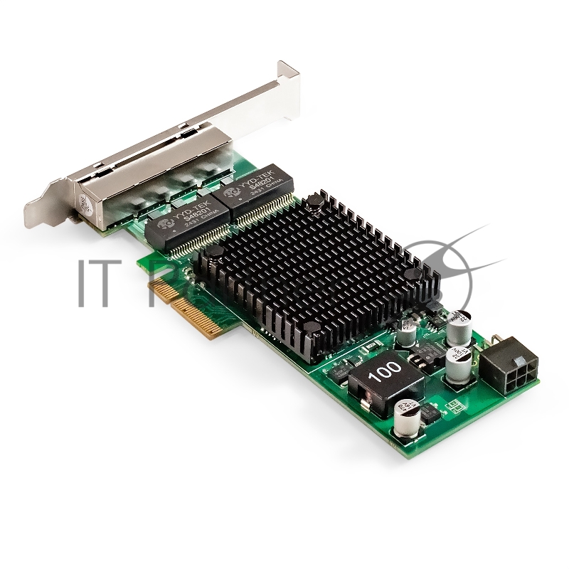 Сетевой адаптер ExeGate EXE-I350-T4V2-PoE (PCI-E x4 v2.1, порты 4xRJ45 PoE (медные, с поддержкой PoE), 10/100/1000Mbps, Gigabit Frame Grabber NIC Intel Chipset NHI350AM4)