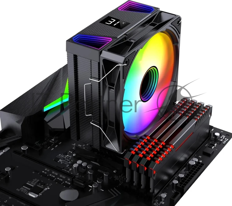 Кулер для процессора Bloody BD-AC220-ARGB1 ARGB Soc-AM5/AM4/1200/1700/1851 черный 4-pin 14-26dB Al+Cu LCD 220W 596gr Ret (BD-AC220-ARGB1-BK)