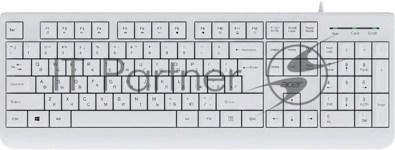 Клавиатура Acer OKW400 белый USB Multimedia (ZL.KBDEE.01B) кабель 1.8м