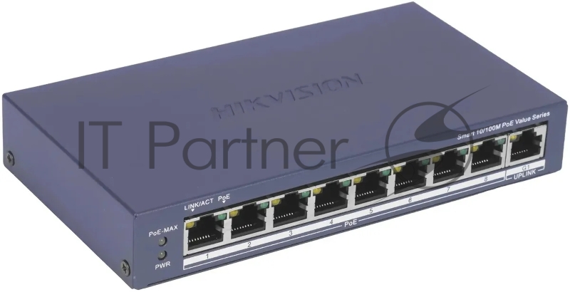POE-коммутатор, 8-портовый, Hikvision DS-3E1309P-EI(O-STD)(B) - Fast Ethernet Smart