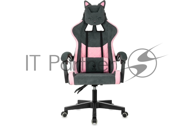 Кресло игровое Knight Kitty Fabric серый/розовый крестов. пластик