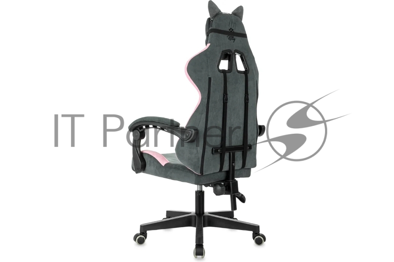 Кресло игровое Knight Kitty Fabric серый/розовый крестов. пластик