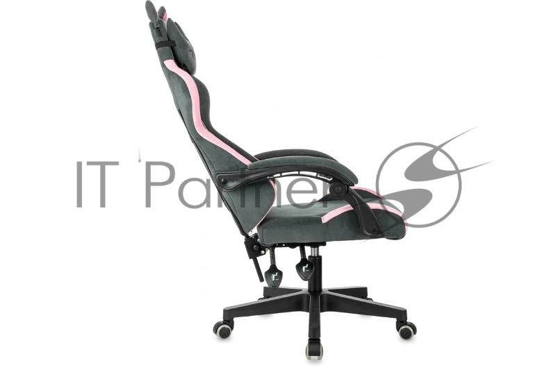 Кресло игровое Knight Kitty Fabric серый/розовый крестов. пластик