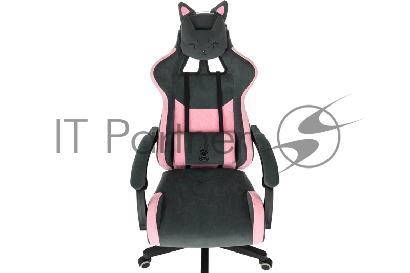 Кресло игровое Knight Kitty Fabric серый/розовый крестов. пластик