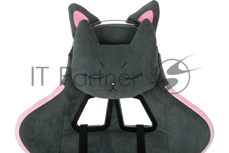 Кресло игровое Knight Kitty Fabric серый/розовый крестов. пластик