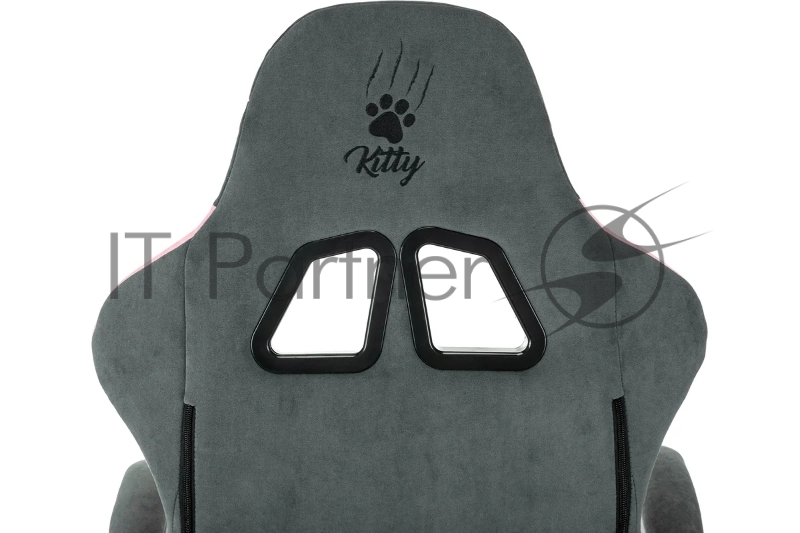 Кресло игровое Knight Kitty Fabric серый/розовый крестов. пластик