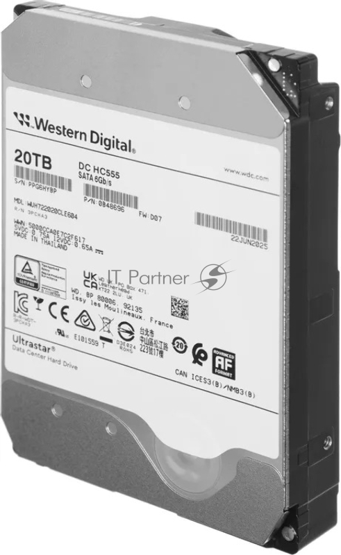 Жесткий диск Western Digital SATA 20TB 7200RPM 6GB/S 512MB DC HC555 WUH722020CLE604_0B48696