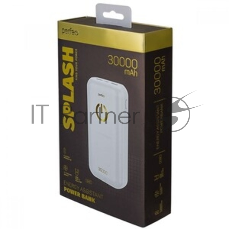 Внешний аккумулятор PERFEO (PF_E2083) - 30000 mAh/LED QC3.0/Type-C/2, белый