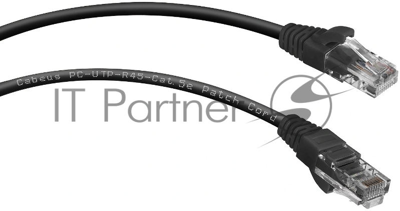 Шнур комм. Cabeus, кат. 5е, неэкр., U/UTP, RJ45/RJ45, PVC, AWG24, 3м, чёрный