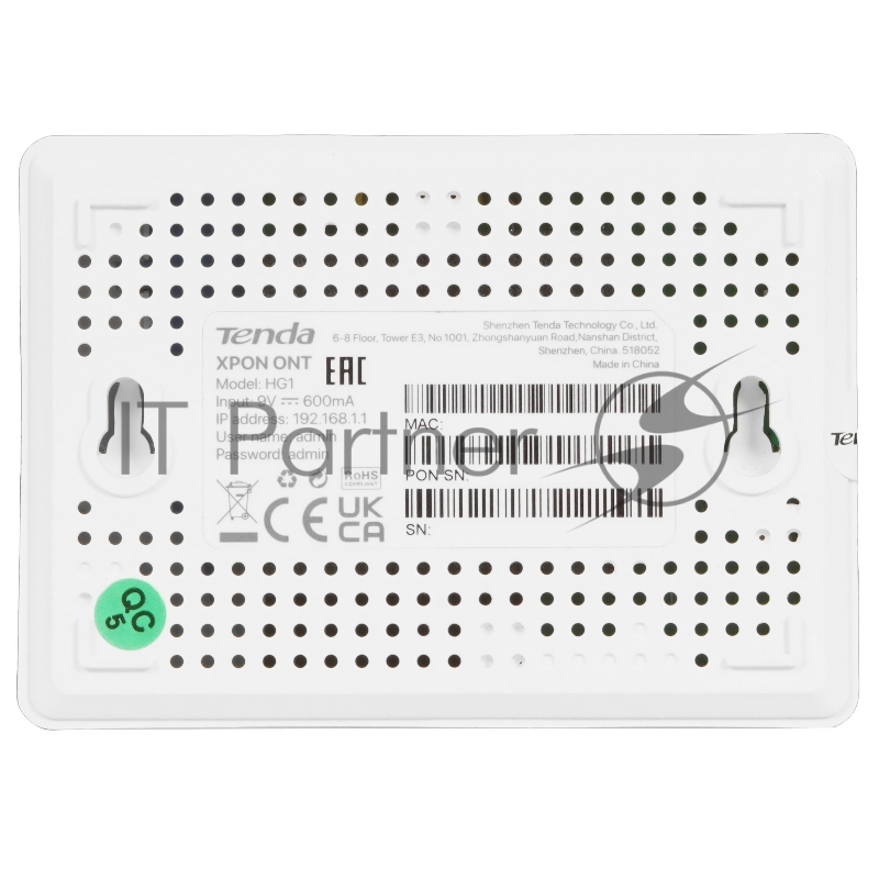 Оптический сетевой терминал TENDA HG1 XPON 1*SC/APC XPON Port, 1*1000Mbps RJ45 LAN Port