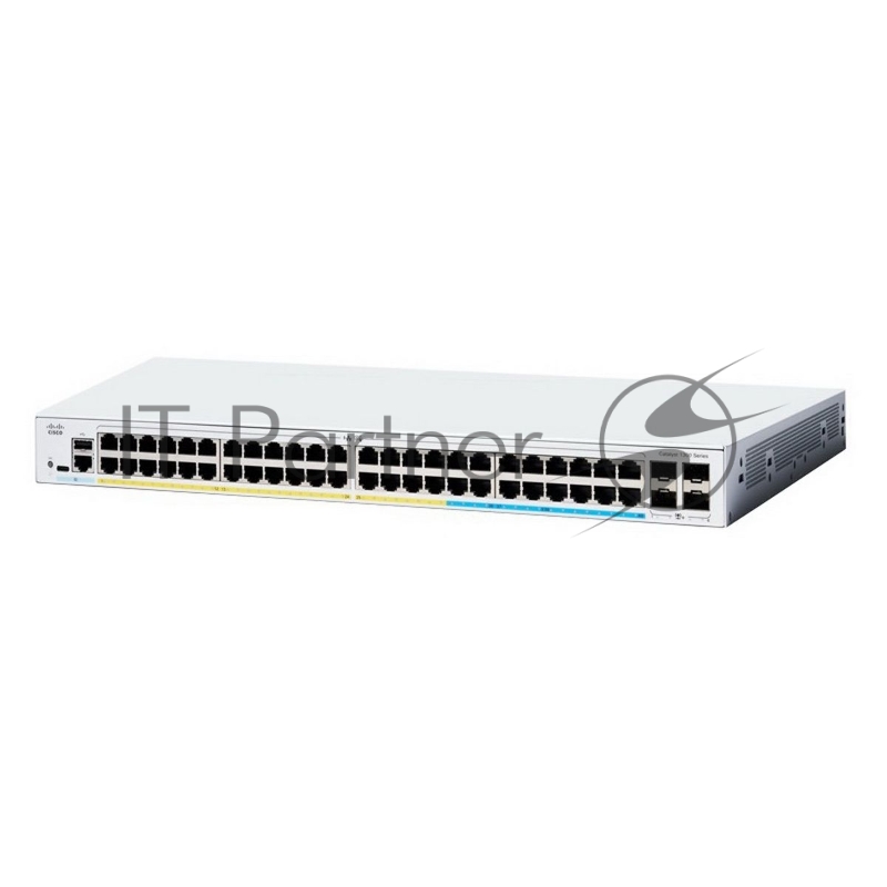 Коммутатор CISCO Catalyst 1300 48x 10/100/1000 RJ-45 PoE+, 4x 10Gb SFP+ uplinks, PoE+ 370W, RackMount Kit, Stackable, C1300-48P-4X