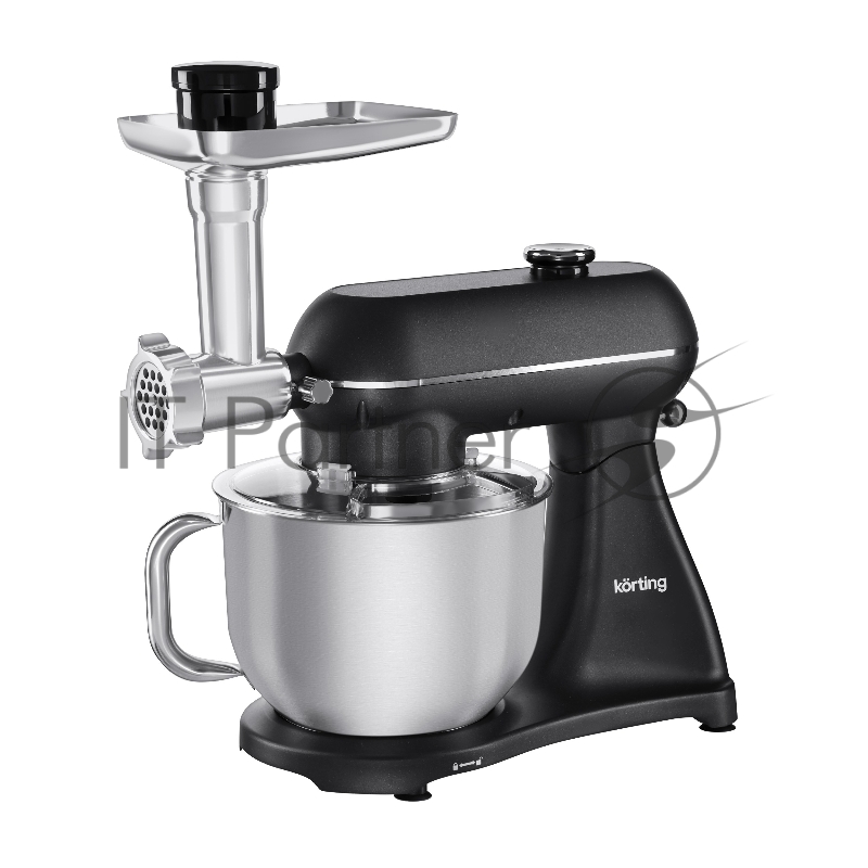 Кухонная машина KORTING KKM 0107 MB N, мощность 1500 Вт, 5 насадок, объем чаши 6.5 л, сенсорный дисплей/механическое управление, планетарное вращение, 11 скоростей, турборежим, импульсный режим, таймер, насадка для смешивания/крюк для теста/веничк/мя