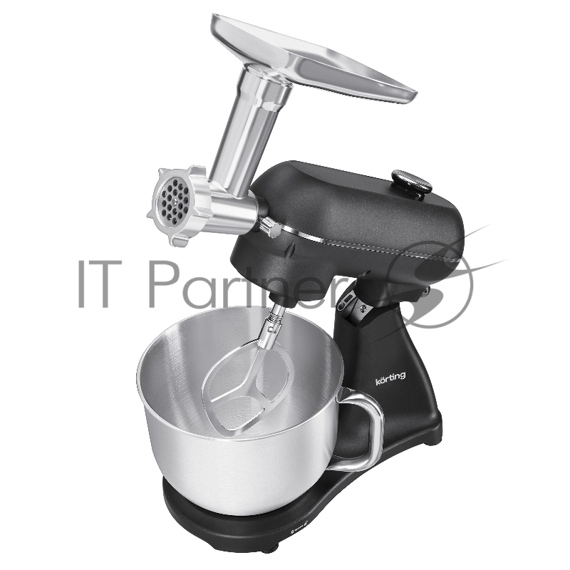 Кухонная машина KORTING KKM 0107 MB N, мощность 1500 Вт, 5 насадок, объем чаши 6.5 л, сенсорный дисплей/механическое управление, планетарное вращение, 11 скоростей, турборежим, импульсный режим, таймер, насадка для смешивания/крюк для теста/веничк/мя