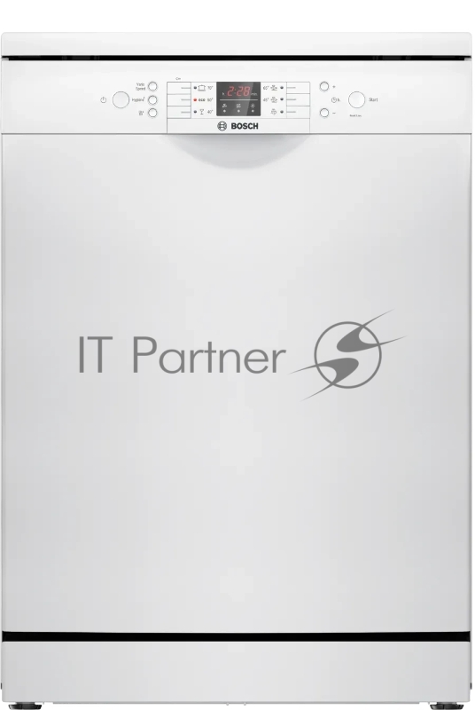 Отдельностоящая посудомоечная машина Bosch SMS26AW00Q Serie 2, 60см., Silence 12 комплектов цвет:белый Класс энергопотребления A++ уровень шума 48 дБ 6 программ, половинная загрузка , дисплей, таймер