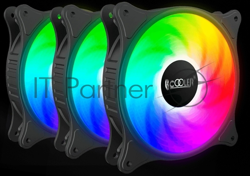 Кулер для корпуса Case Cooler PCCooler FX 120 ARGB BK 3 IN 1 (120x120x25mm, 4-pin PWM, ARGB, 52.79CFM, 33.2dBA, 2000RPM, Black, 3pcs)