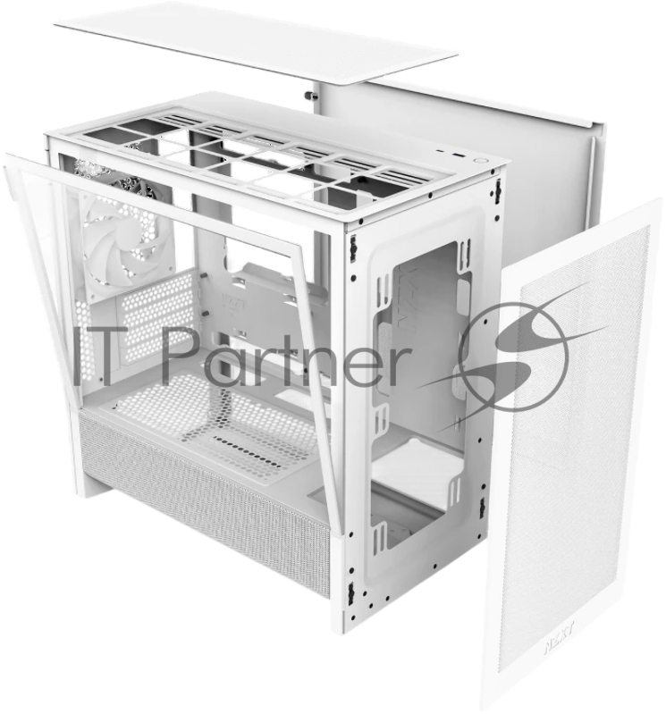 Корпус без блока питания/ Case NZXT H3 Flow (2025), Midi-Tower, TG, 1x120mm, 1xUSB-A 3.2 + 1xUSB-C 3.2, mATX, mITX White