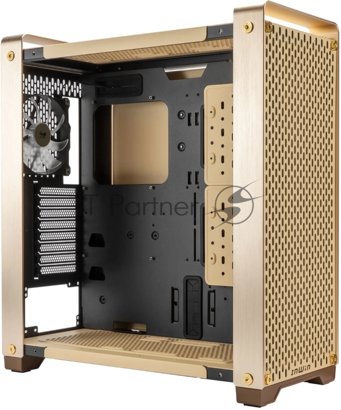 Корпус без блока питания/ Case InWin Dubili, Full-Tower, TG, 4x140mm, 2xUSB-A 3.2 + 1xUSB-C 3.2, E-ATX, ATX, mATX, mITX Champagne Gold