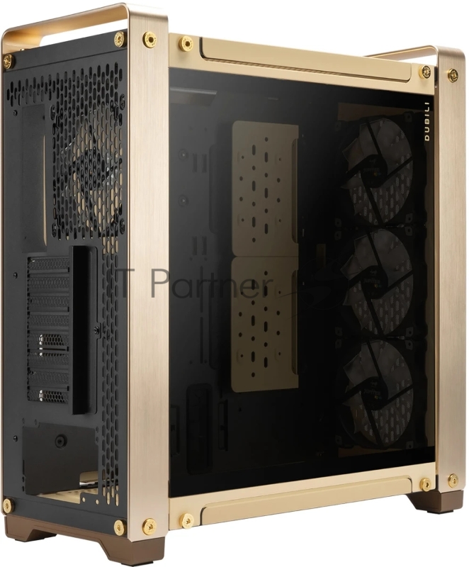 Корпус без блока питания/ Case InWin Dubili, Full-Tower, TG, 4x140mm, 2xUSB-A 3.2 + 1xUSB-C 3.2, E-ATX, ATX, mATX, mITX Champagne Gold